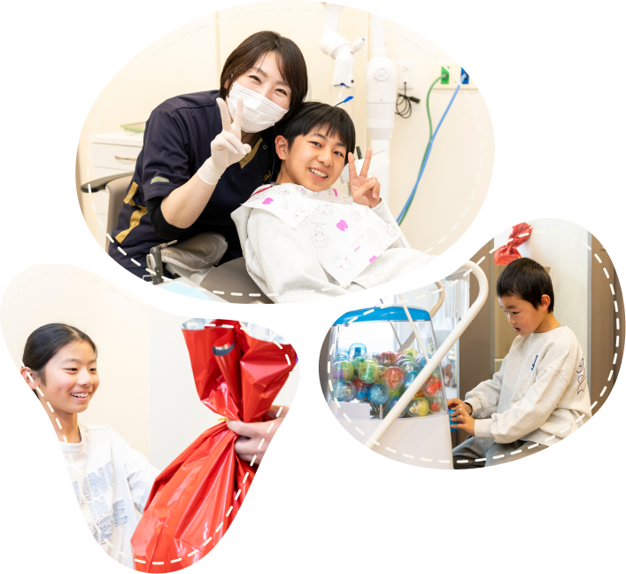 矯正治療中の子どもと歯科医師